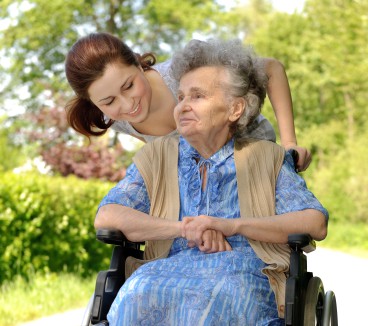 woman caregiver of a senior woman